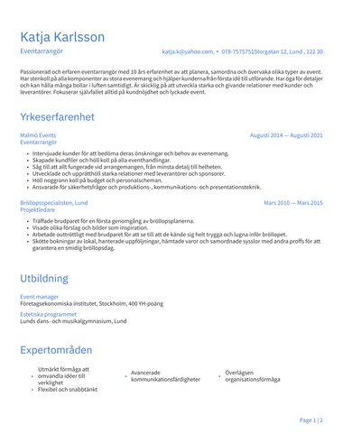 Word cv-mall ATS - enkel