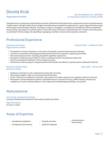 Profesjonalny szblon CV Simple ATS