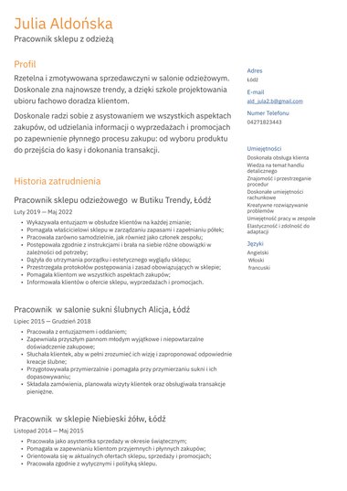 Profesjonalny szblon CV Two column ATS