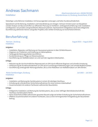 Google docs Lebenslauf-Vorlagen Einfaches ATS