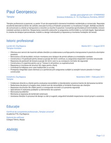 Model de CV Simple ATS Word