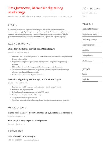 Profesionalni CV šablon Polished