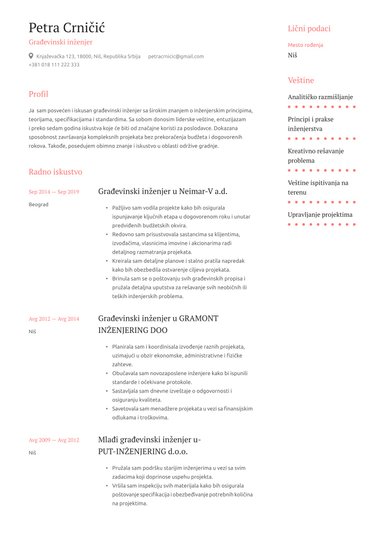 Profesionalni CV šablon Elegant