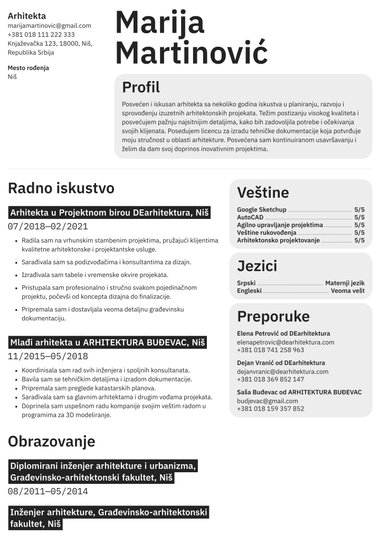 Moderni CV šablon Defined