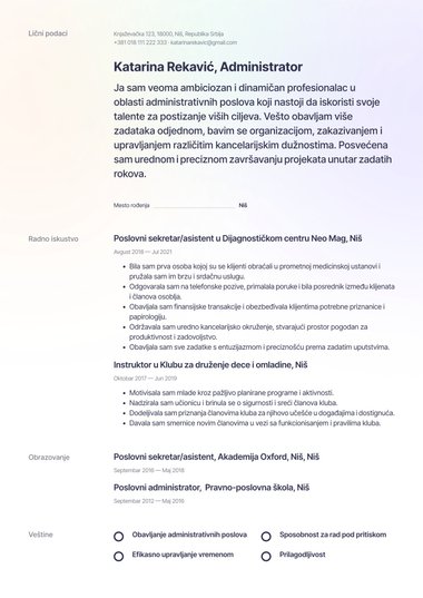 Kreativni CV šablon Pastel