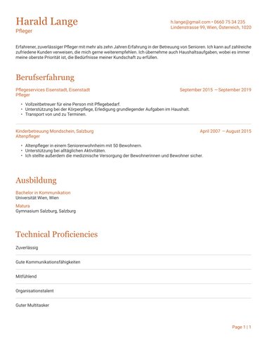 Word Vorlage für Bewerbungsschreiben Precision ATS