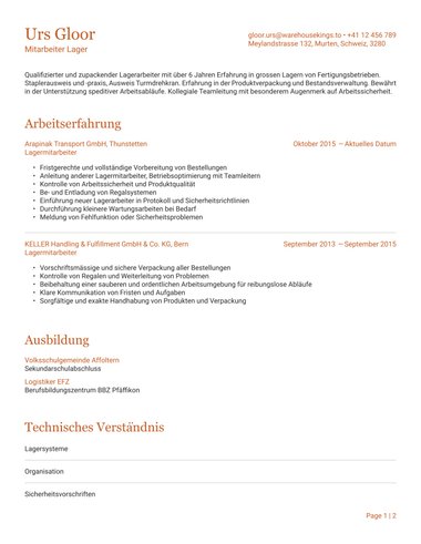 Lebenslaufvorlage «Precision ATS» aus der Rubrik «Word»