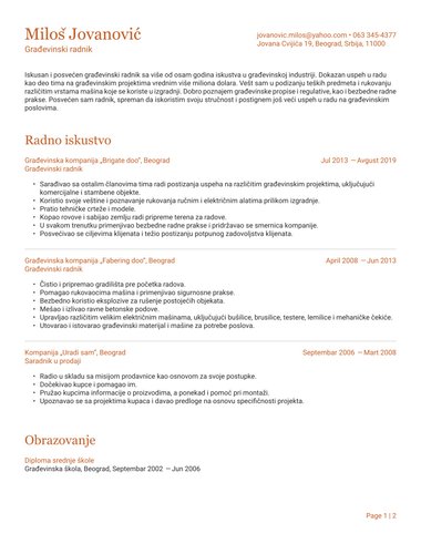 Word CV šablon Precision ATS