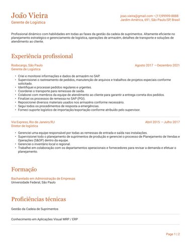 Word: modelo de currículo ATS de Precisão