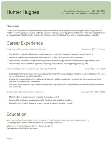 Word resume template Header ATS