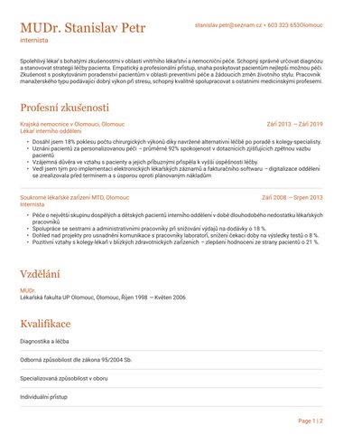 Word šablona životopisu Precizní pro ATS