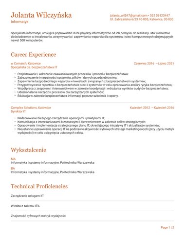 Profesjonalny szblon CV Precision ATS