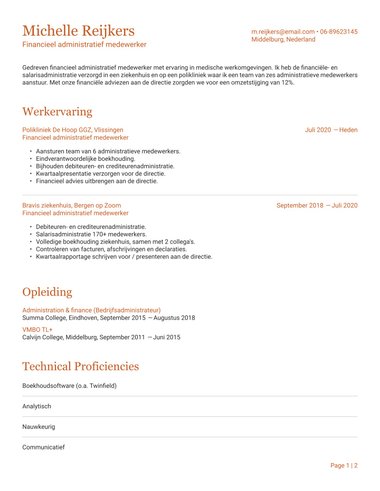 Minimalistisch cv-template Precisie ATS