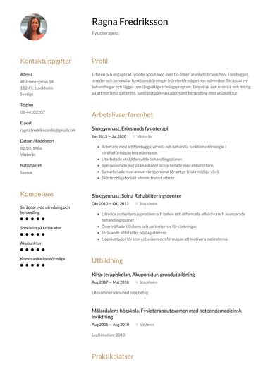 Professionella cv-mall Harmonisk