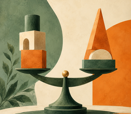 A balanced scale holds abstract green and orange geometric shapes, symbolizing how the XYZ resume format brings different parts of an achievement together. A balanced scale holds abstract green and orange geometric shapes, symbolizing how the XYZ resume format brings different parts of an achievement together.