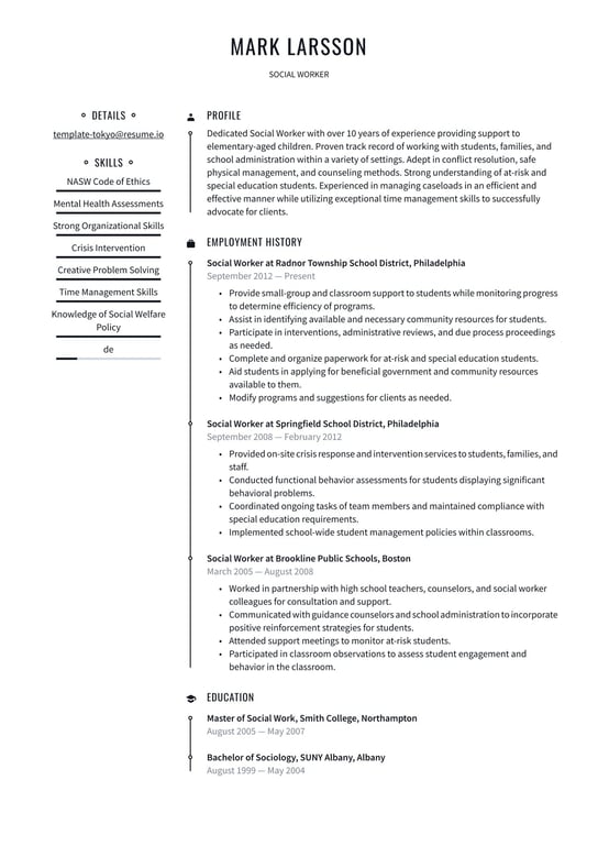 Social Worker resume examples & templates