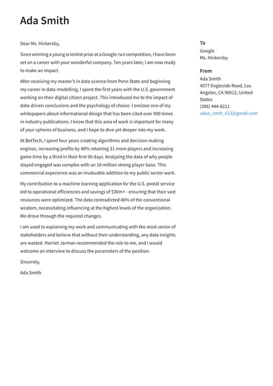 Google Cover Letter Examples Expert Tips Resume io