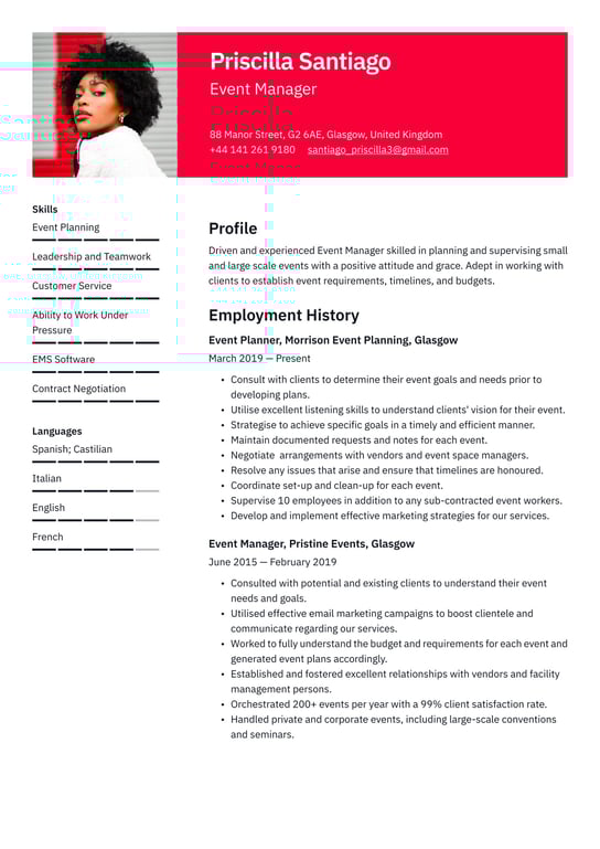 Event Manager CV Examples UK Templates 2025 Resume io