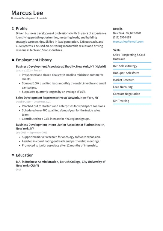 Business development resume examples & templates
