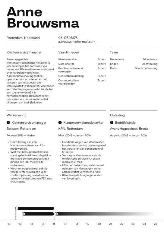 klantenservicemanager cv voorbeeld & schrijfgids