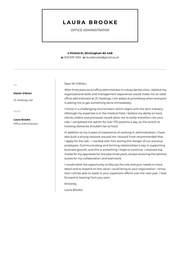 Office Administrator cover_letter example