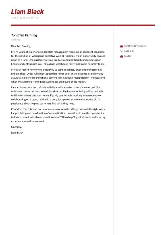 Warehouse Operative cover_letter example