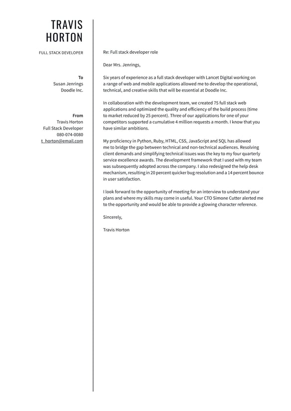Full Stack Developer cover_letter example