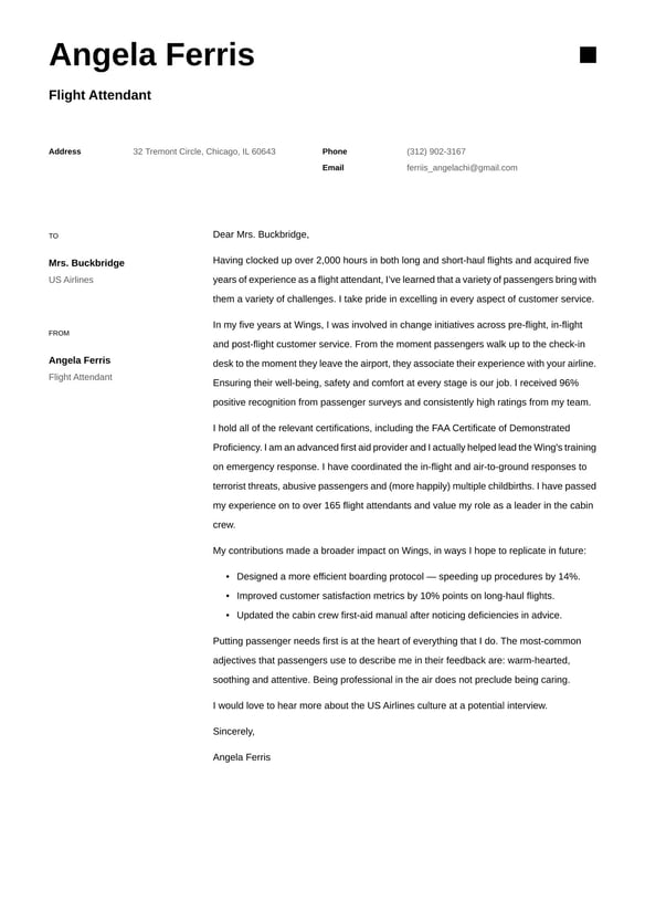 Flight Attendant cover_letter example