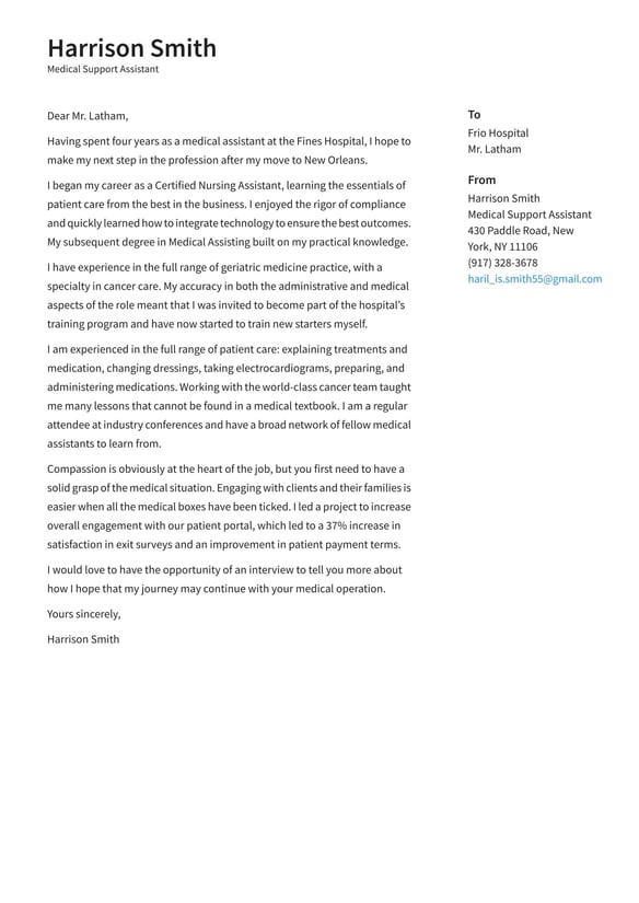 Medical Assistant cover_letter example