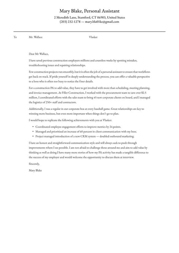 Personal Assistant cover_letter example