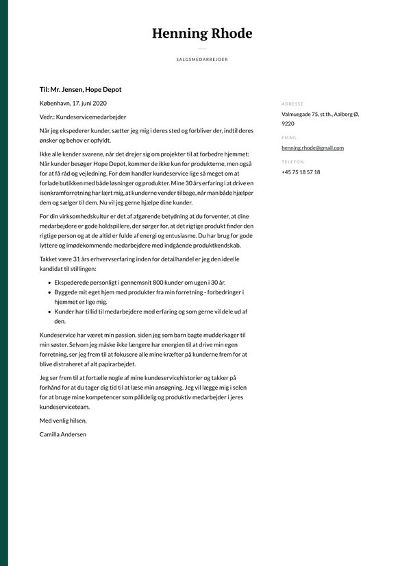 Kundeservice cover_letter example