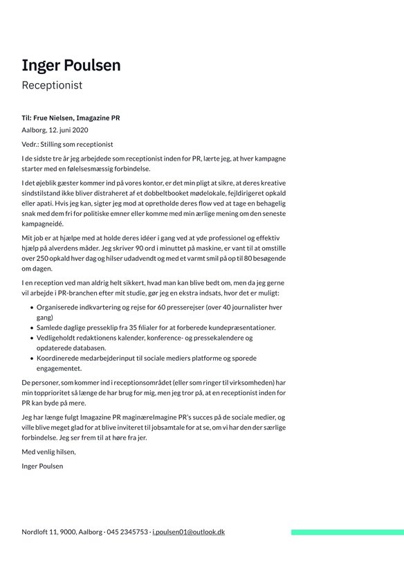 Receptionist cover_letter example