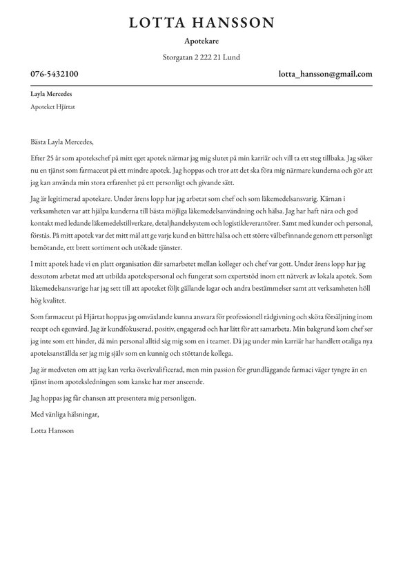 Apotekare cover_letter example