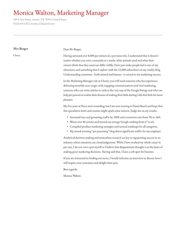 Marketing Manager cover_letter example