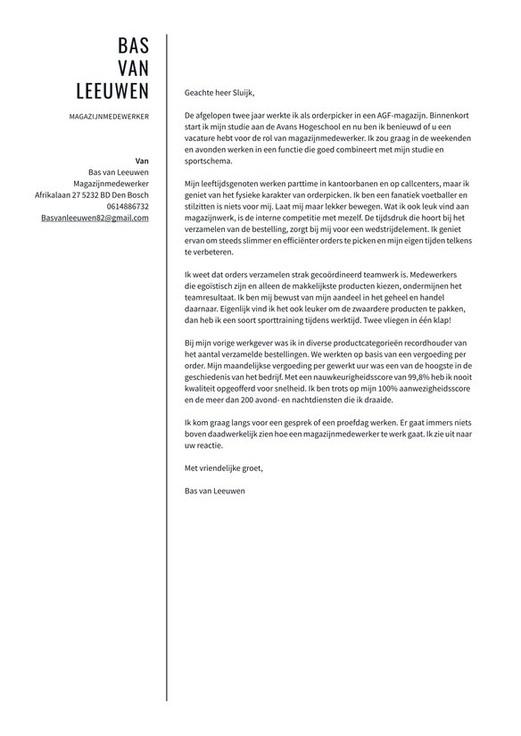 Magazijnmedewerker cover_letter example