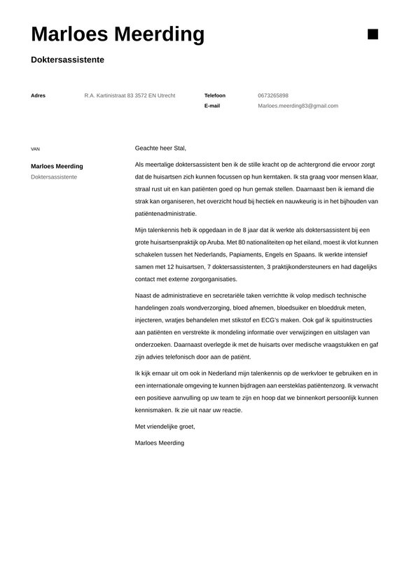 Doktersassistente cover_letter example