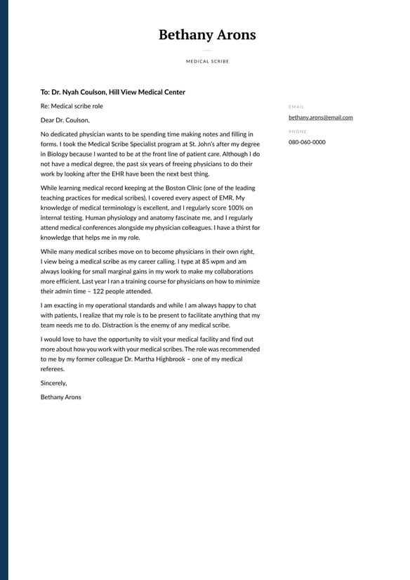 Medical Scribe cover_letter example