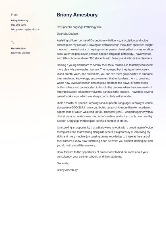 Speech-Language Pathology cover_letter example