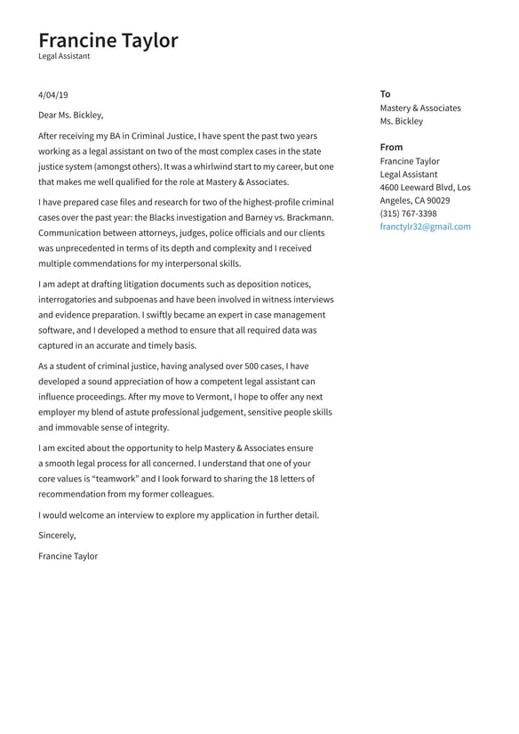 Legal Assistant cover_letter example