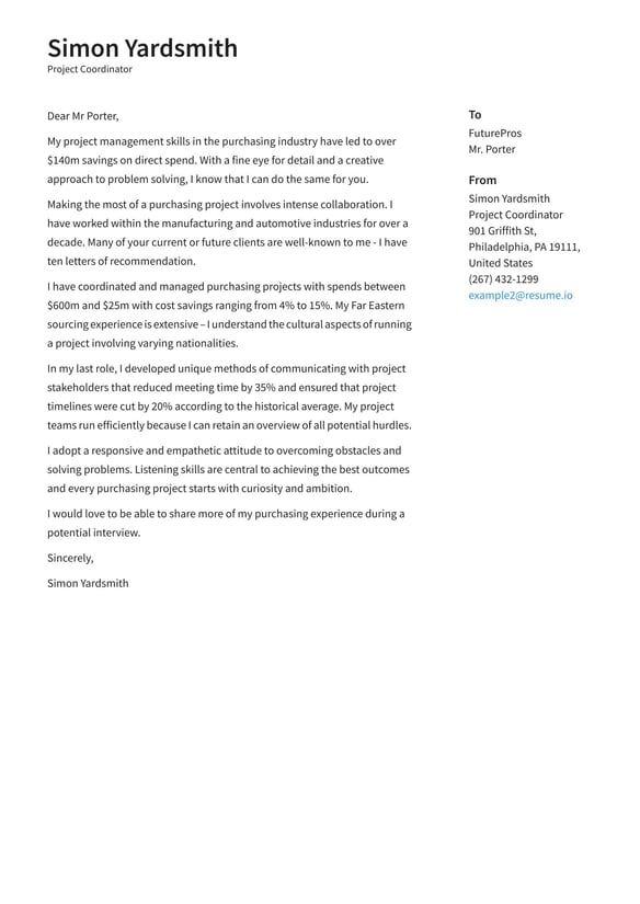 Project Coordinator cover_letter example