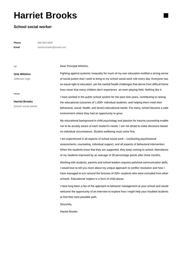 School Social Work cover_letter example