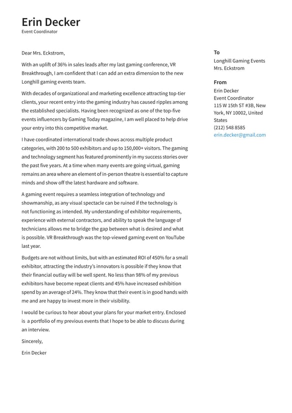 Event Coordinator cover_letter example