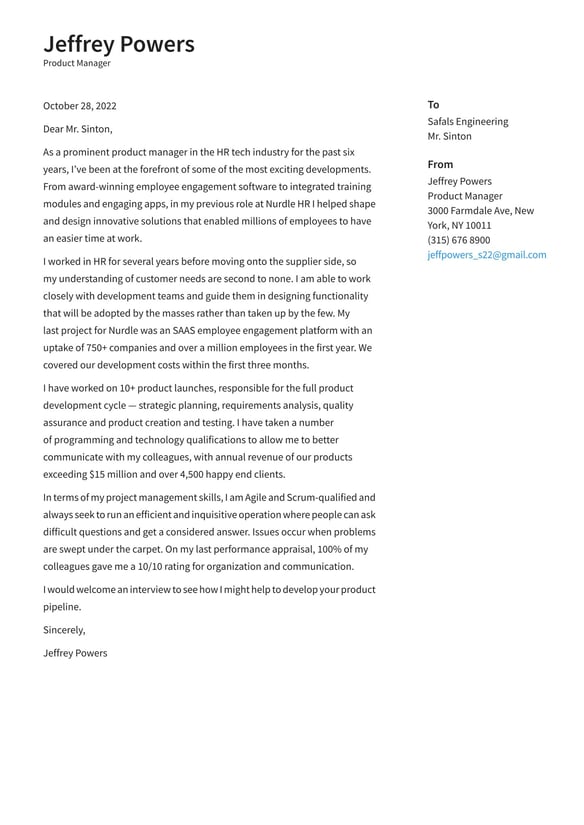 Product Manager cover_letter example