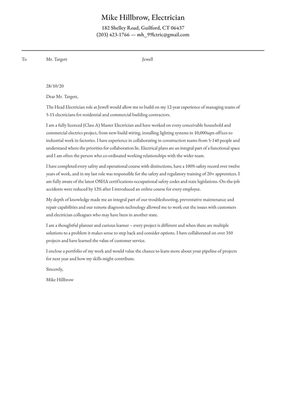Electrician cover_letter example