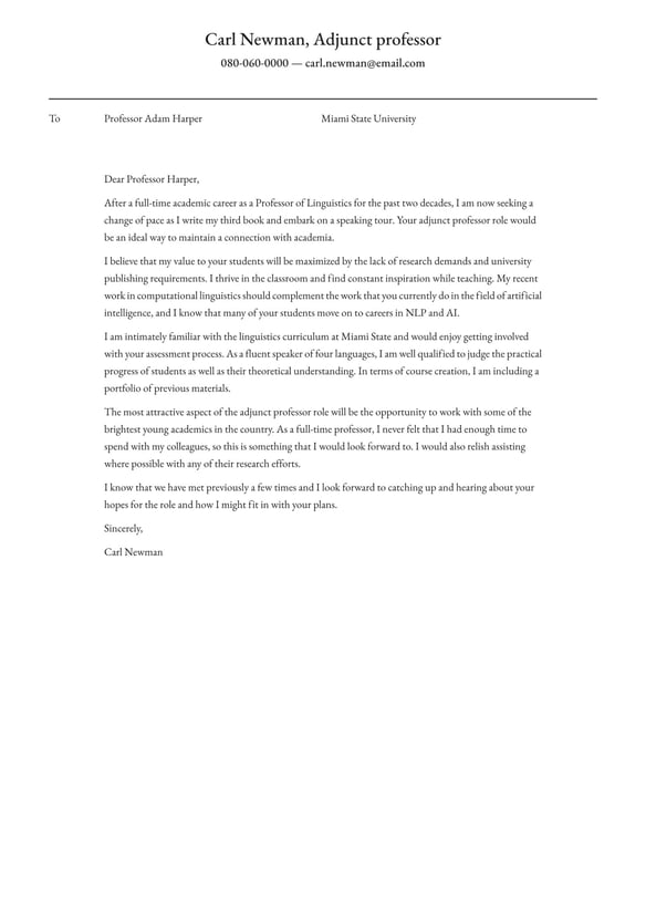 Adjunct Professor cover_letter example