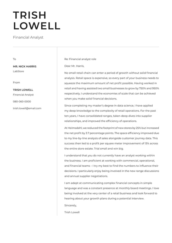Financial Analyst cover_letter example