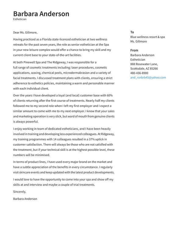 Esthetician cover_letter example