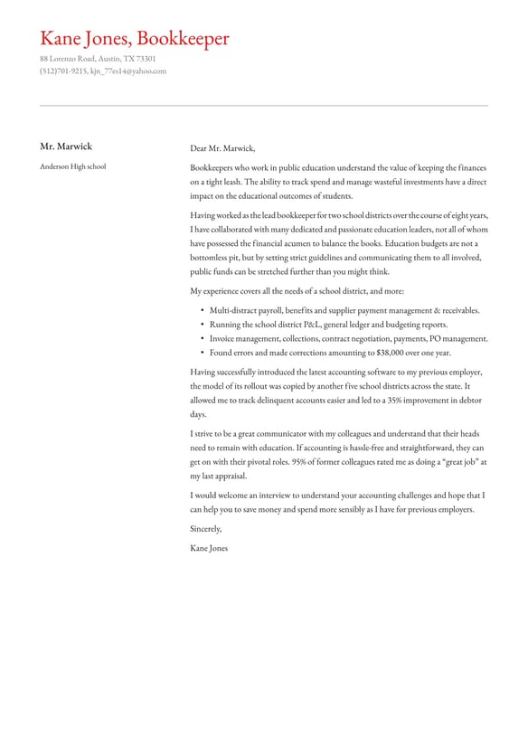 Bookkeeper cover_letter example