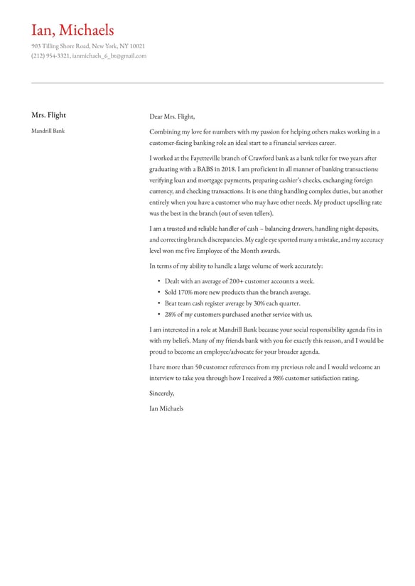 Bank Teller cover_letter example