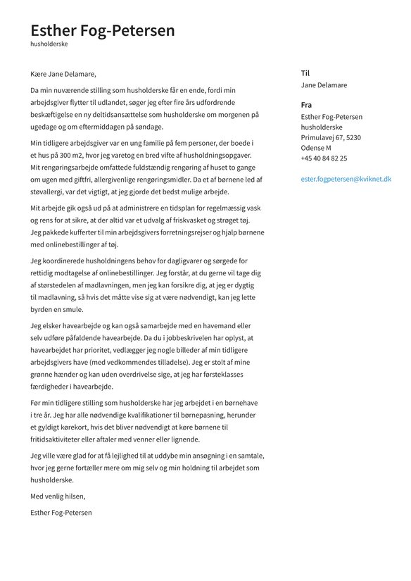 Husholderske cover_letter example